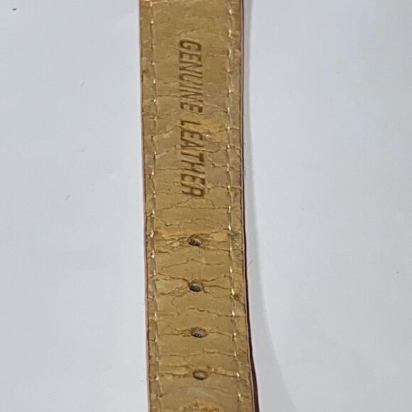 Gem Time Women's Gold Genuine Leather Band Embellished Silver Toned Quartz Watch - Picture 7 of 10